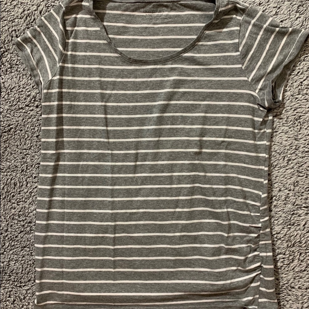 bumpstart maternity grey and white striped shirt